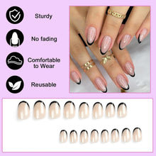24er Set Glänzende Schwarze Kunstnägel Press on Nails mit