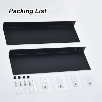 Schwarzes Duschablage Set ohne Bohren, Metall Wandregal 30cm, Badezimmerregal 2er Set