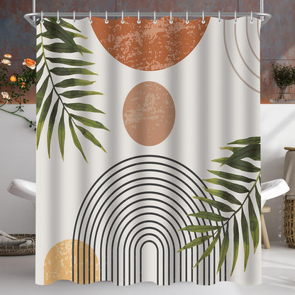 Duschvorhang Blätter Linie Textil Wasserabweisend Polyester 180x180cm