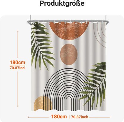 Duschvorhang Blätter Linie 180x180cm Antischimmel inkl. 12 Ringe