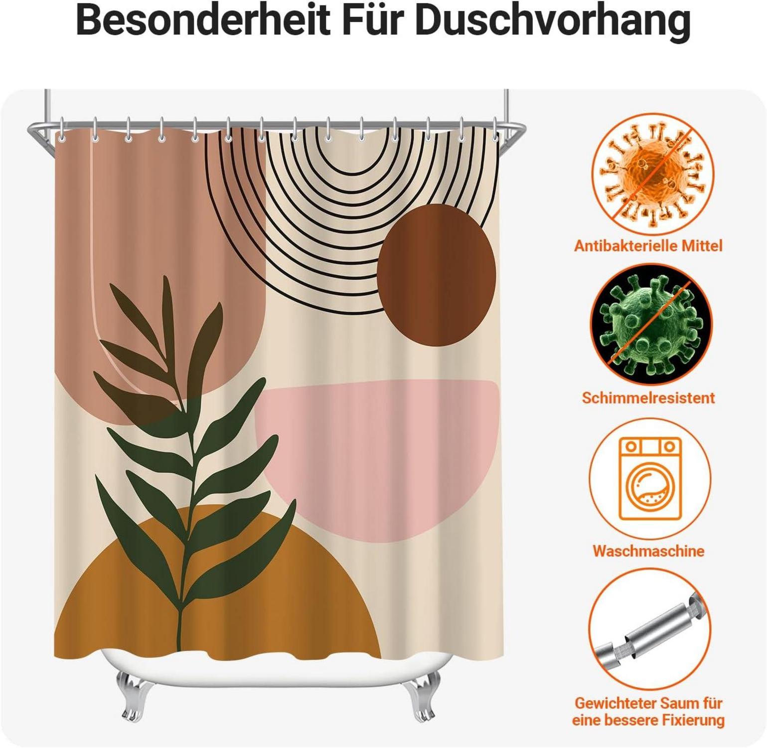 Duschvorhang Blätter Sonne 240x200cm Wasserdicht waschbar Polyester