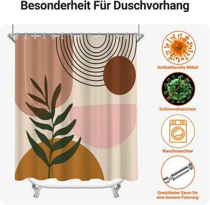 Duschvorhang Blätter Sonne 240x200cm Wasserdicht waschbar Polyester