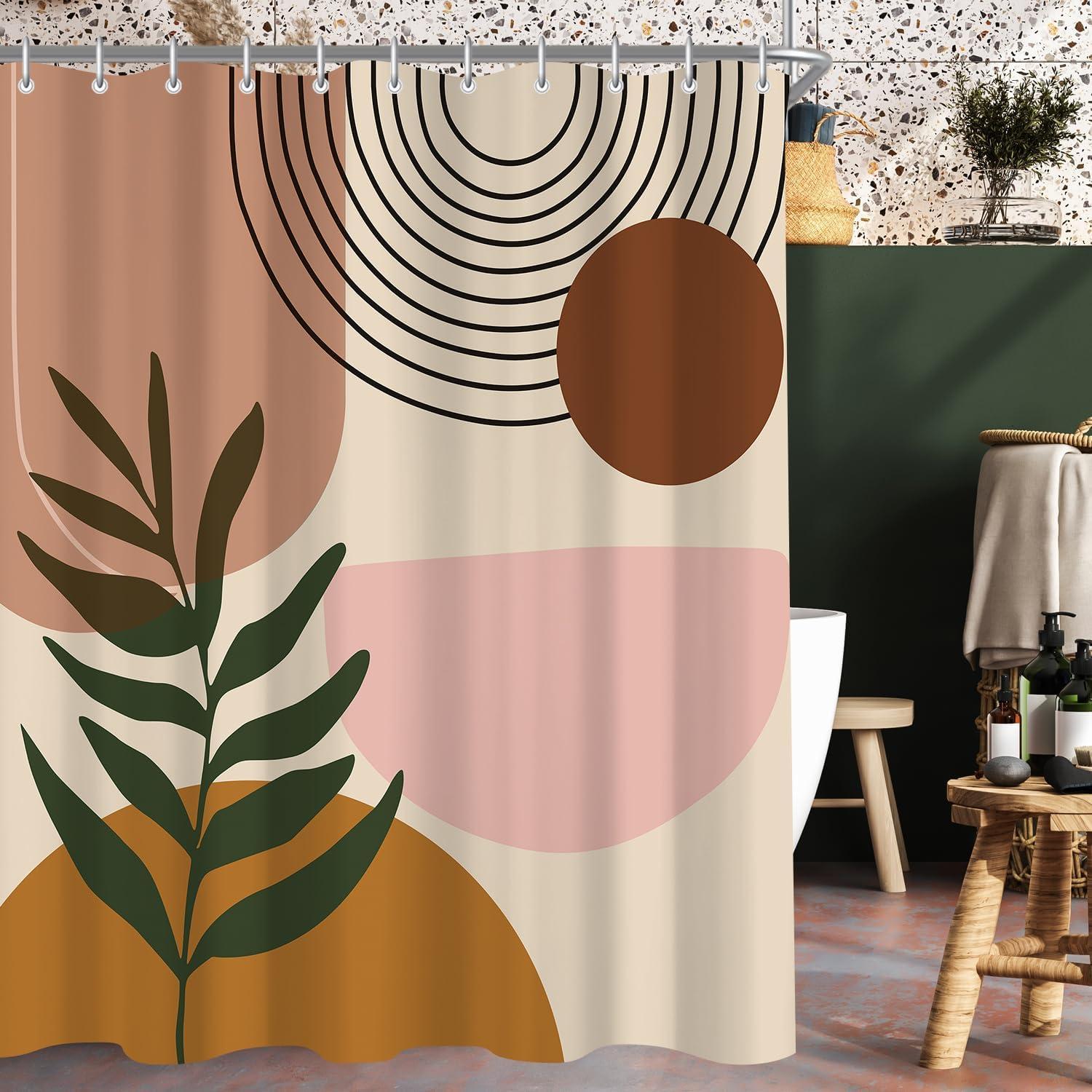 Duschvorhang Sonne Blätter 240x200cm Antischimmel Textil wasserabweisend 16 Ösen Badevorhang