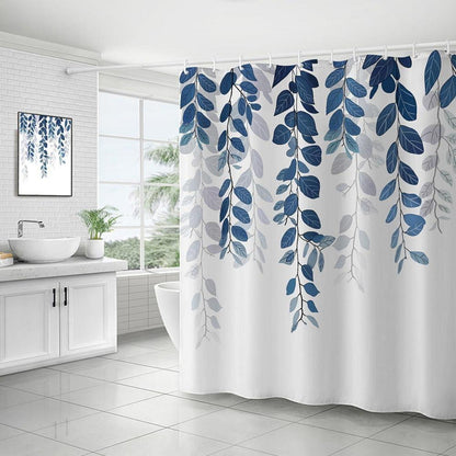 Duschvorhang Blaublatt 240x200cm Antischimmel Wasserabweisend