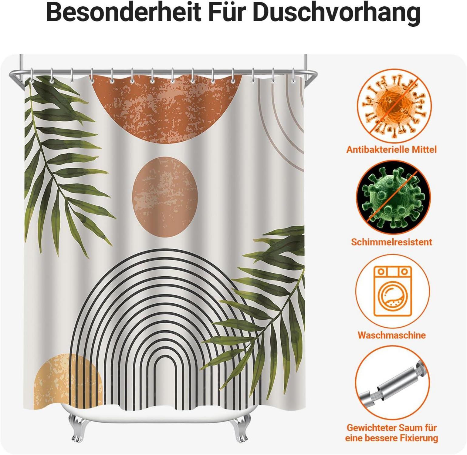 Duschvorhang Blätter Linie 200x200cm Antischimmel Wasserabweisend