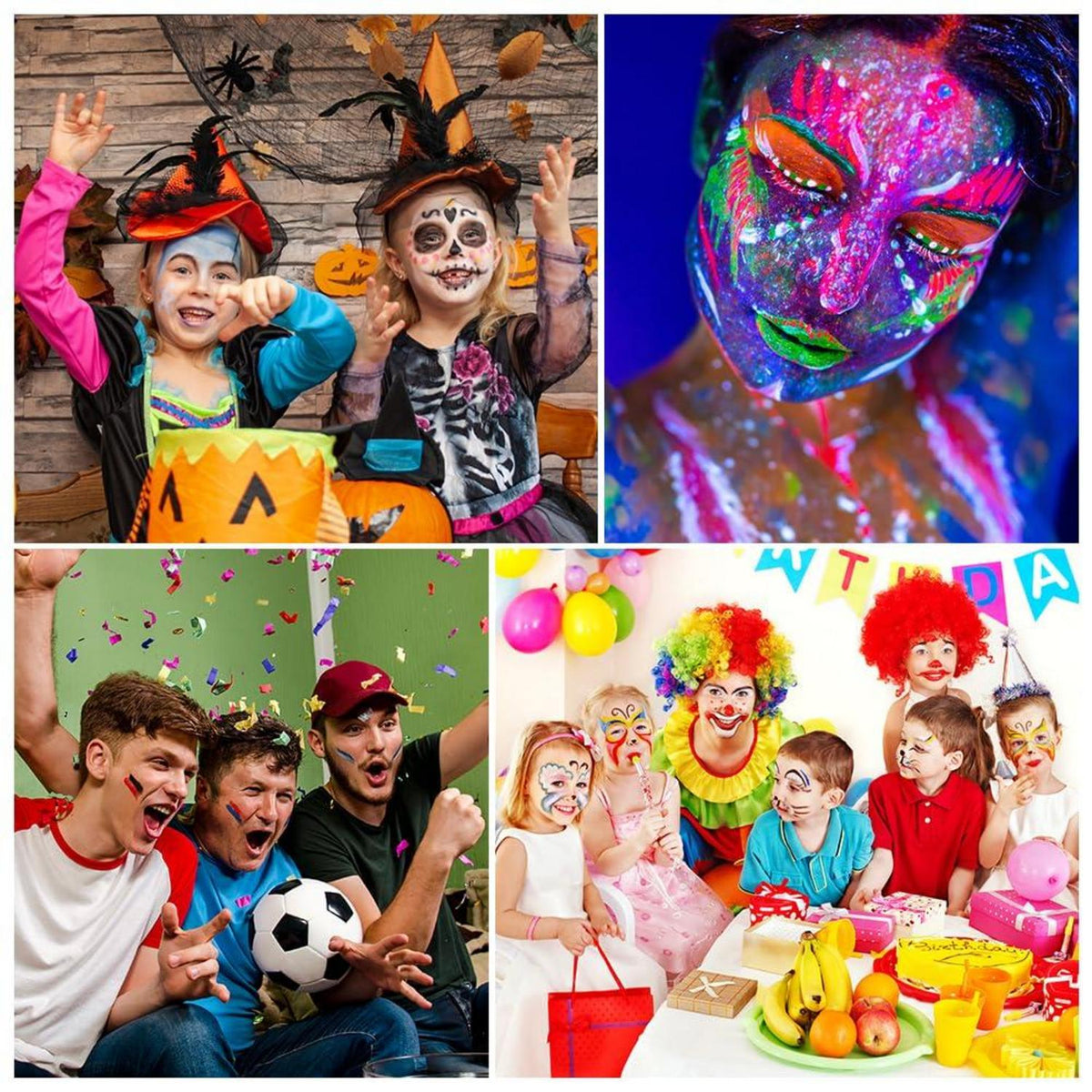 Kinderschminke Set 12 Neon UV Schminkstifte Halloween Fasching