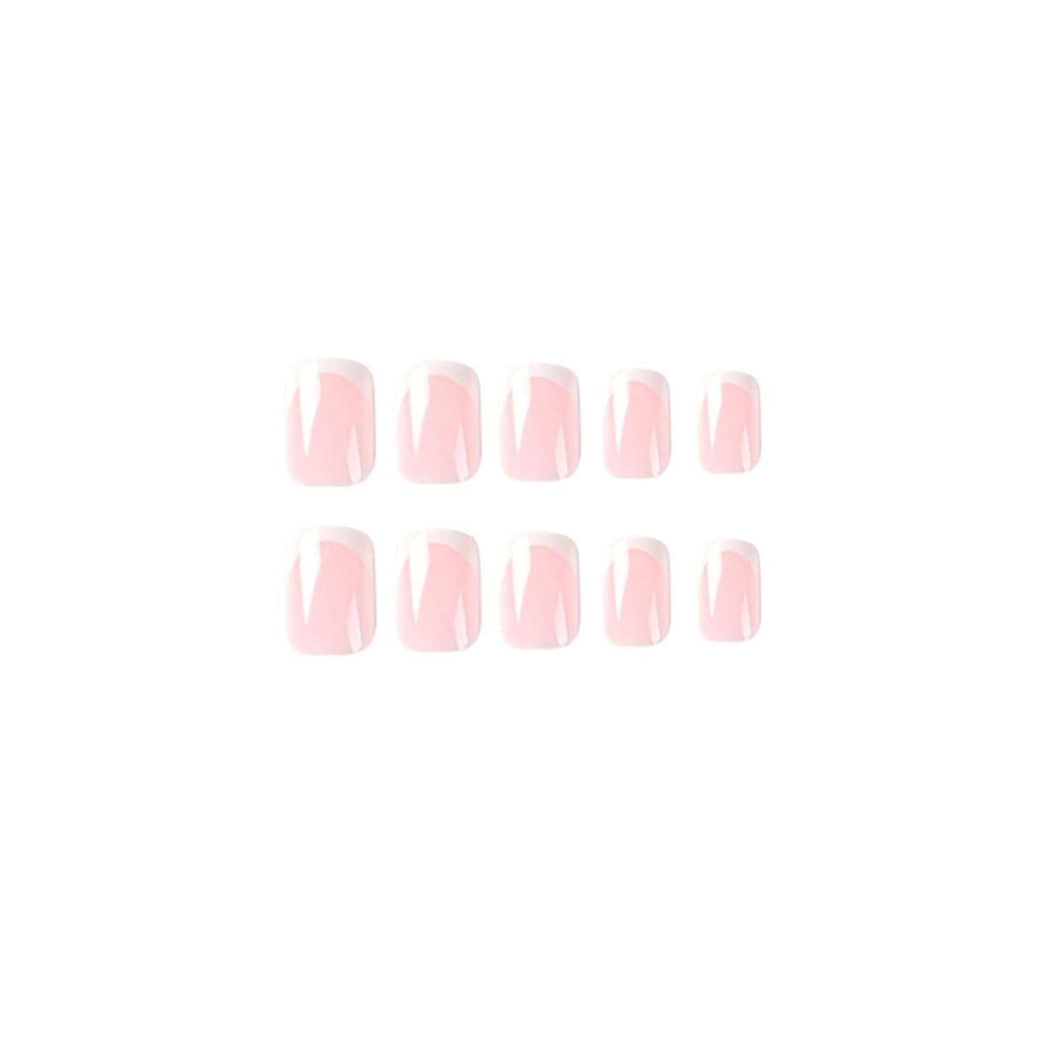 24 Stück Beige Weiß Eckig Nägel - Klassisch Kunstnägel