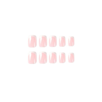 24 Stück Beige Weiß Eckig Nägel - Klassisch Kunstnägel