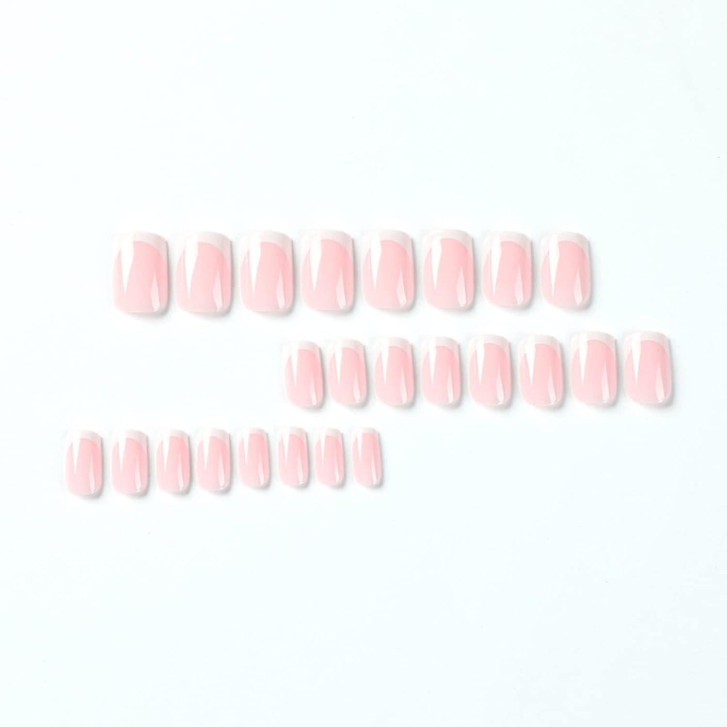 24 Pcs Beige Weiß Eckig Nägel Zum Aufkleben Kurz Muster????Kunstnägel Frauen