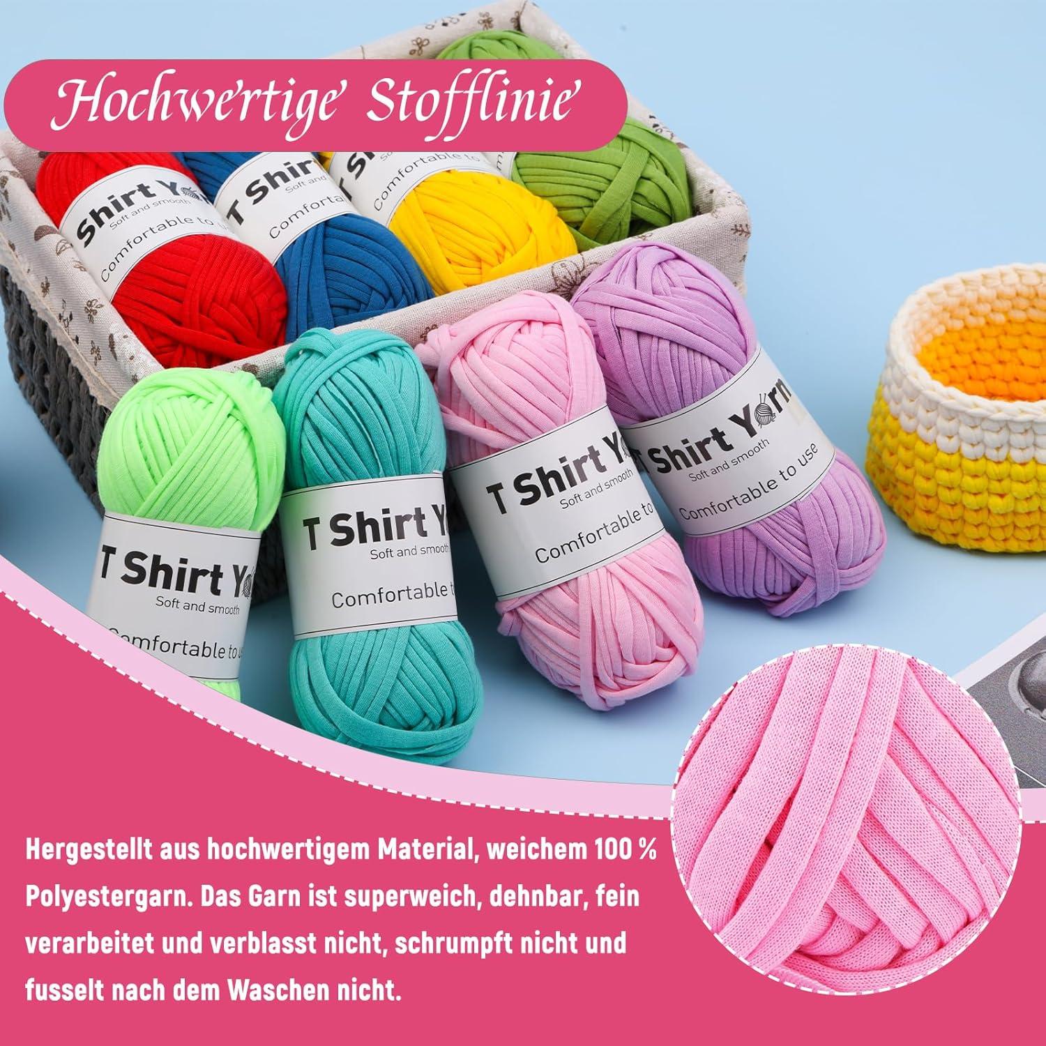 Doxiru 4er-Pack T-Shirt-Garn-Set Baumwollgarn Häkelgarn-Set Strickgarn