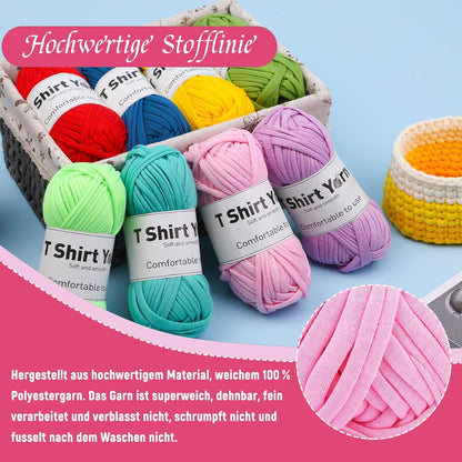 Doxiru 4er-Pack T-Shirt-Garn-Set Baumwollgarn Häkelgarn-Set Strickgarn