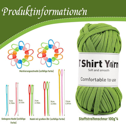 4er-Pack 100g Olivgrünes Baumwoll-T-Shirt-Garn-Set