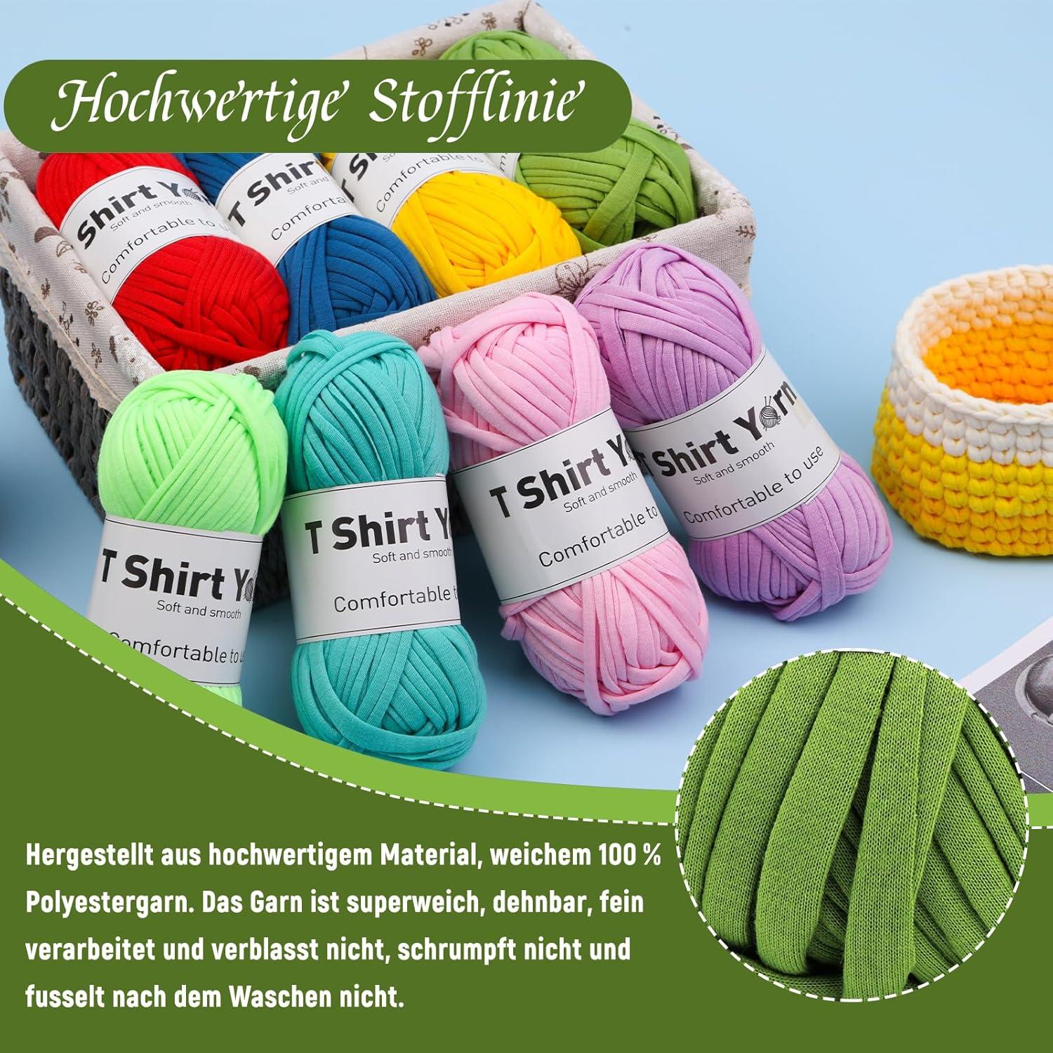 Häkelgarn T-Shirt-Garn-Set 100g Baumwolle Olivgrün 4er-Pack