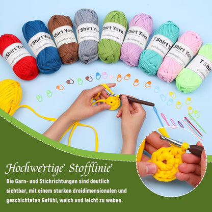 4er-Pack 100 g T-Shirt-Garn-Set, Strickgarn Baumwolle Olivgrün