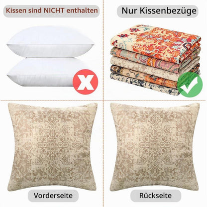 Boho Kissenbezüge 50x50 cm - 2er Set, Beige, Exotische Muster