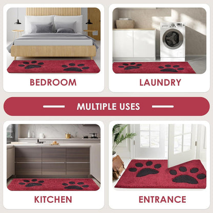 FCSDETAIL Schmutzfangmatte waschbar 84x150cm Fußmatte Innen rutschfest wasserdicht Teppich Rot