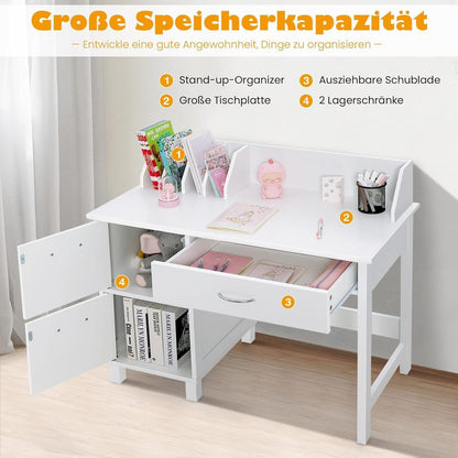 Kinderschreibtisch mit Stuhl und Bücherregal, Weiß