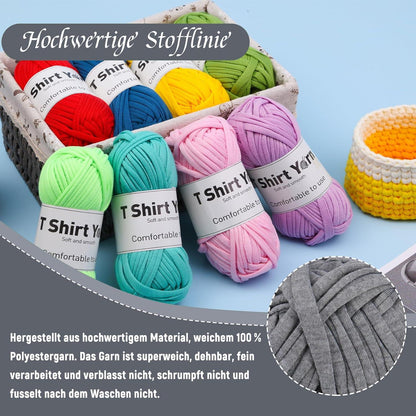 4er-Pack Doxiru 100g T-Shirt-Garn-Set Baumwollgarn Häkelgarn-Set Blau