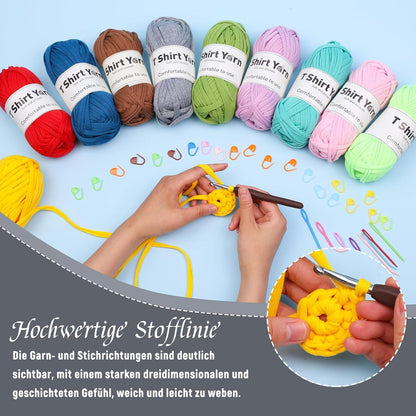 4er-Pack T-Shirt-Garn-Set 100g Baumwollgarn Häkelgarn weich grau