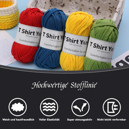 T-Shirt-Garn-Set 4er-Pack Strickgarn Baumwolle Häkelgarn Set