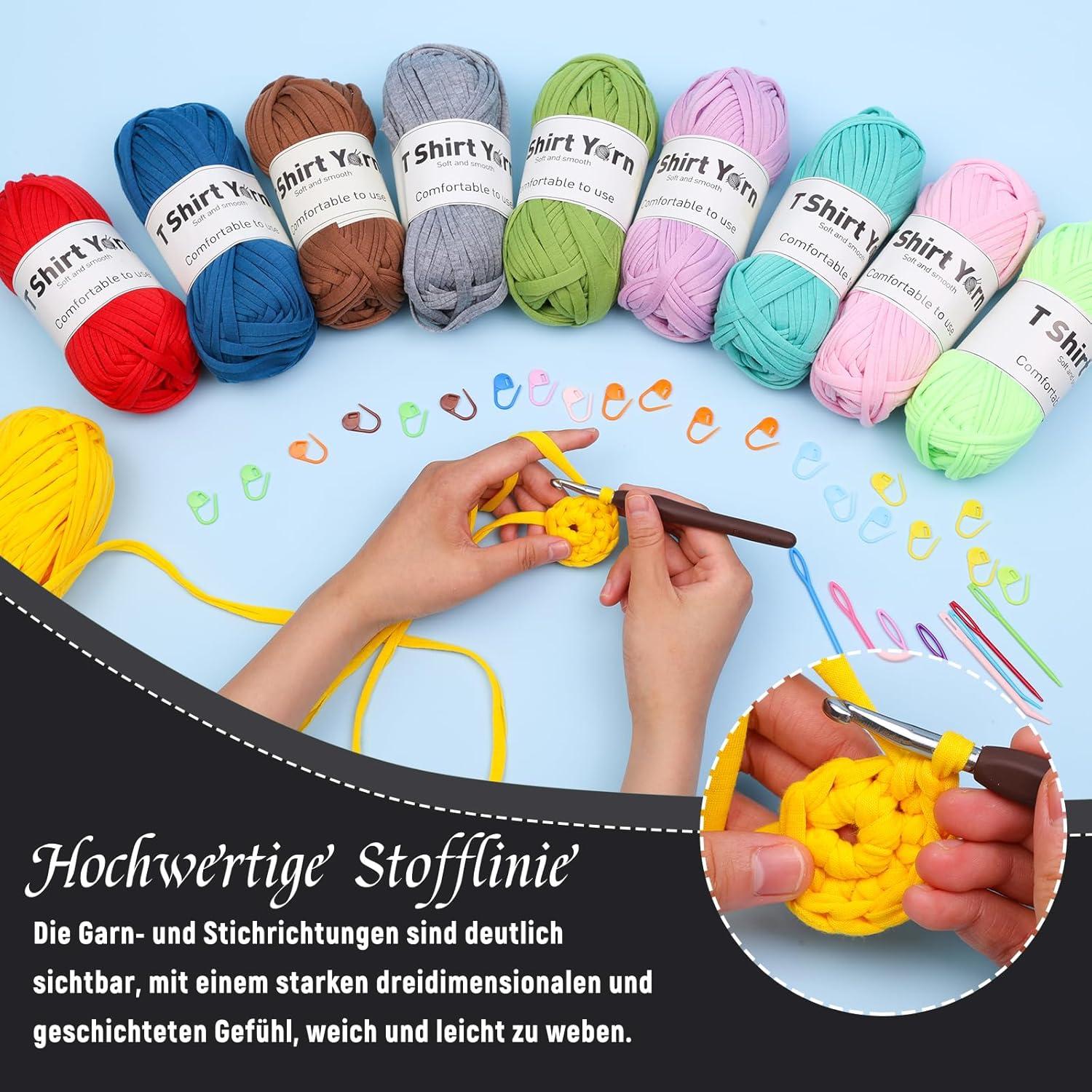 100g T-Shirt Garn Set Schwarz Häkelgarn Strickgarn Baumwollgarn 4er-Pack