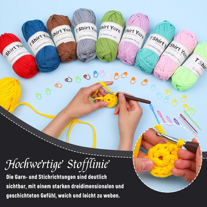 100g T-Shirt Garn Set Schwarz Häkelgarn Strickgarn Baumwollgarn 4er-Pack