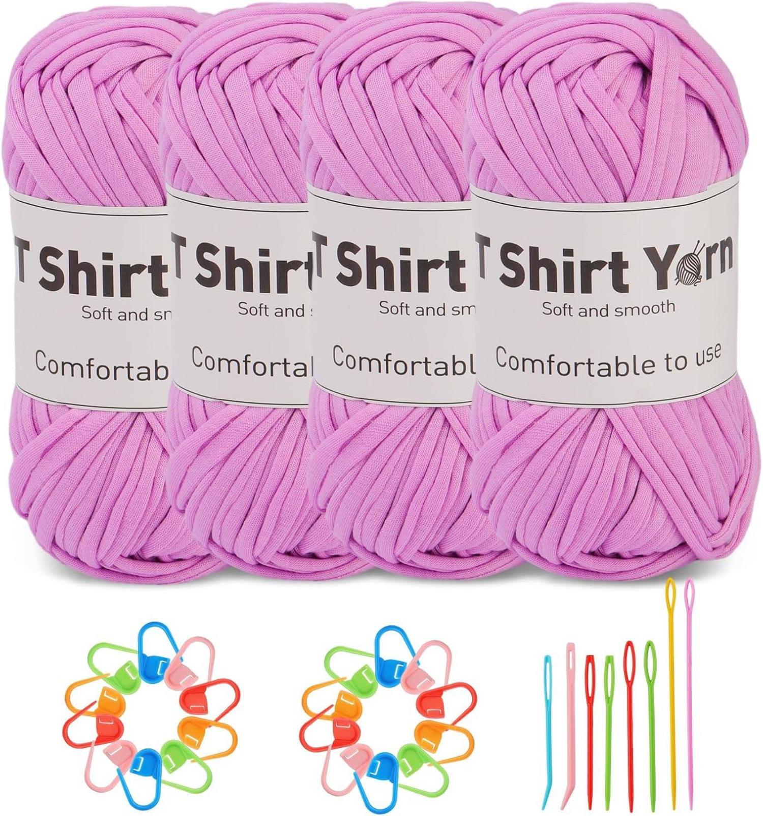 100g Baumwoll-Häkelgarn Set 4er-Pack lila - Strickgarn-Set, Webzubehör