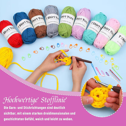 4er-Pack 100 g T-Shirt-Garn-Set Häkelgarn-Set Baumwollgarn lila