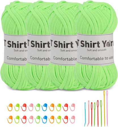 Doxiru 4er-Pack T-Shirt-Garn Set Baumwollgarn Häkelgarn-Set Webzubehör