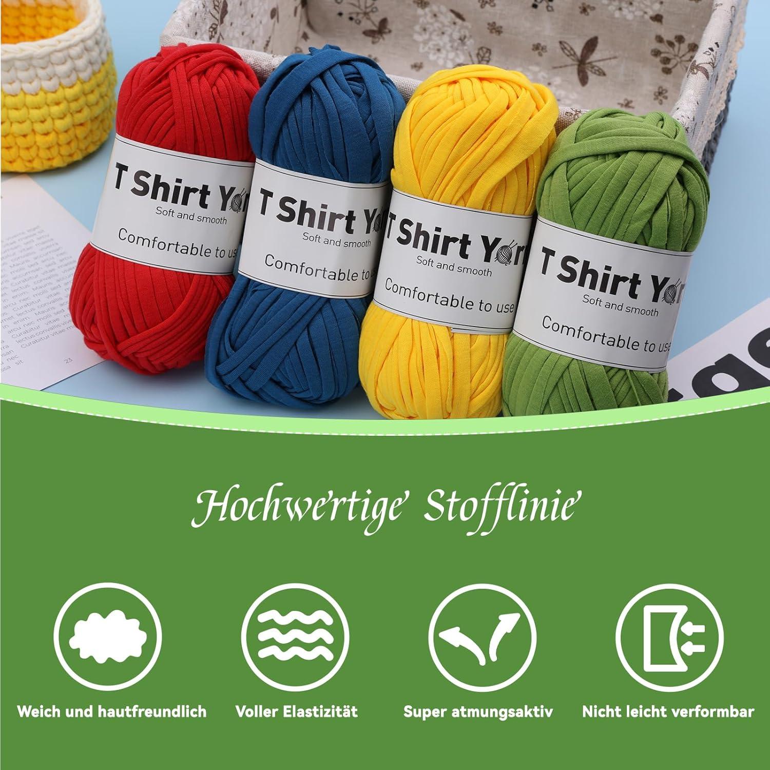 Doxiru 4er-Pack T-Shirt-Garn Set Baumwollgarn Häkelgarn-Set Webzubehör