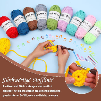 4er-Pack 100 g T-Shirt-Garn-Set Baumwollgarn Strickgarn Häkelgarn