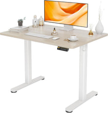 Höhenverstellbarer Schreibtisch 100x60 cm Elektrisch White/Beige