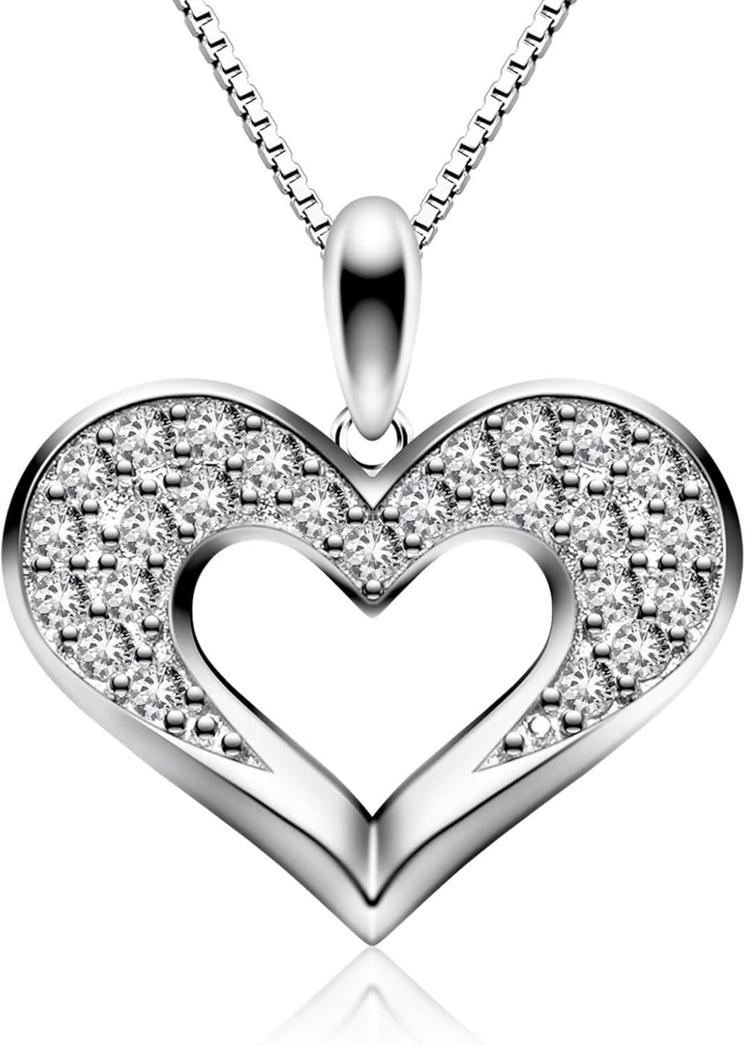 925er Sterlingsilber Herzanhänger Halskette Set 45,7 cm - Party