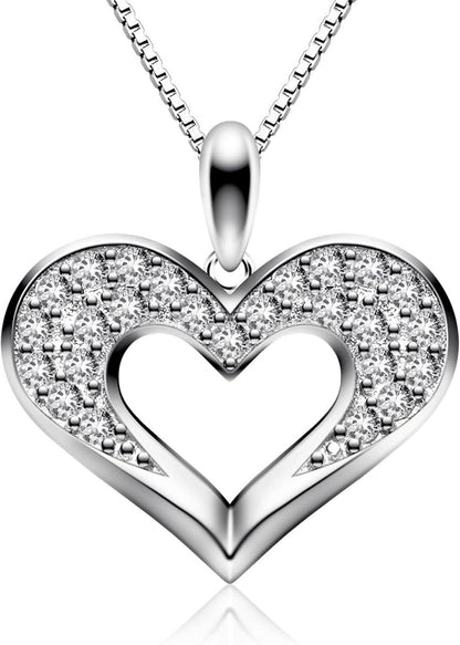 925er Sterlingsilber Herzanhänger Halskette Set 45,7 cm - Party