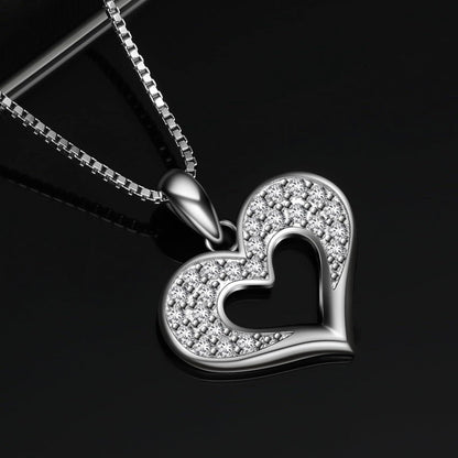 Damen Schmuck Set 925er Sterlingsilber Herz Anhänger Halsketten 45,7cm