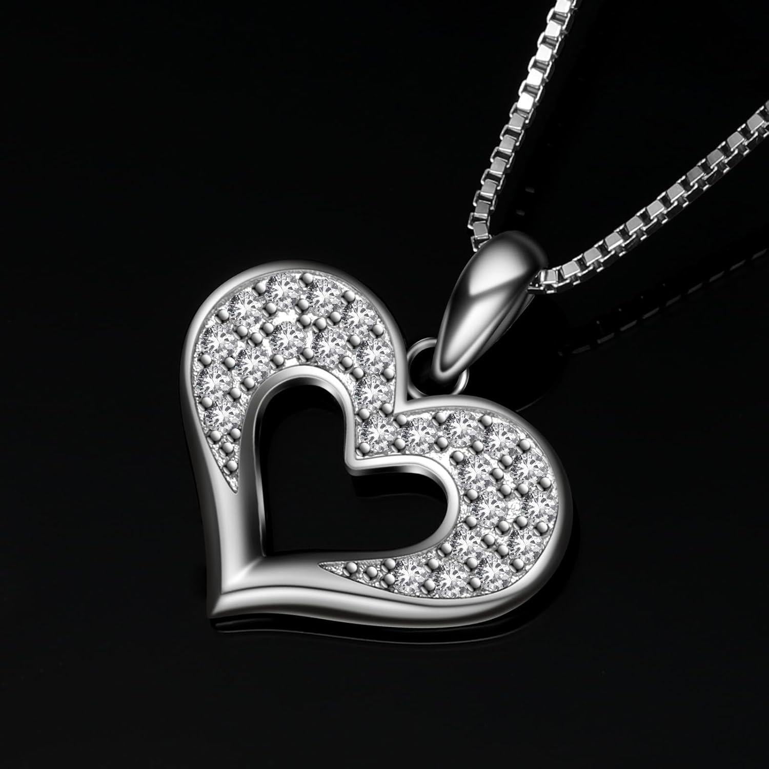Herz-Anhänger-Halskette 925er-Sterlingsilber Geschenkset 45,7cm