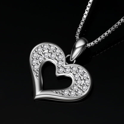 Herz-Anhänger-Halskette 925er-Sterlingsilber Geschenkset 45,7cm