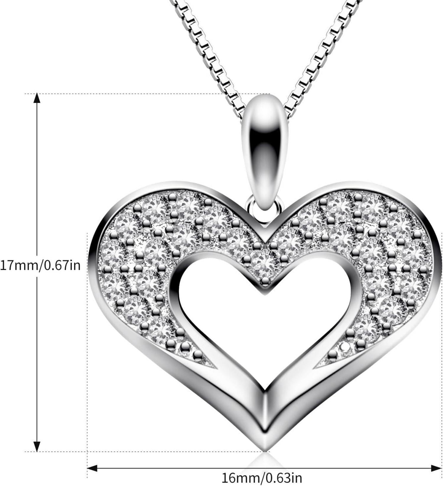 Herz-Anhänger-Halskette 925er-Sterlingsilber Geschenkset 45,7cm