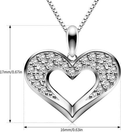Herz-Anhänger-Halskette 925er-Sterlingsilber Geschenkset 45,7cm