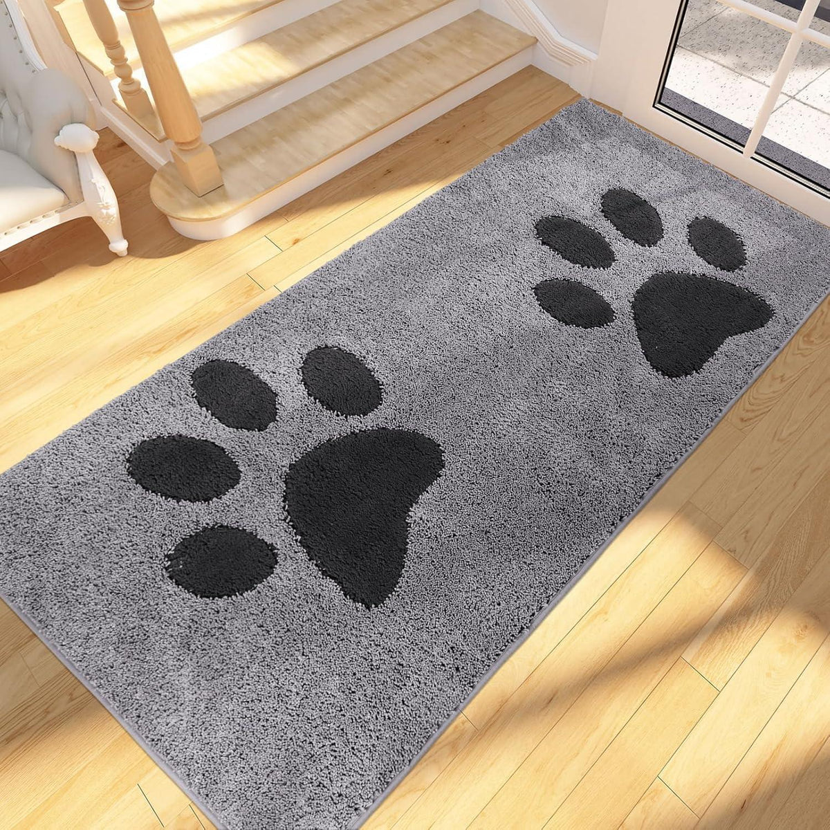 Waschbare Fußmatte Grau 80x178 cm – Schmutzfangmatte Innenbereich