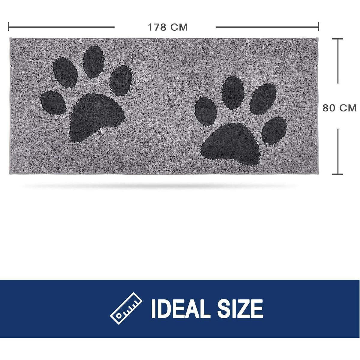 Waschbare Fußmatte Grau 80x178 cm – Schmutzfangmatte Innenbereich