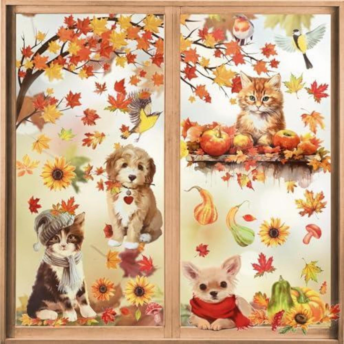 Herbst Fensterbilder 9 Blatt – Thanksgiving Deko Aufkleber