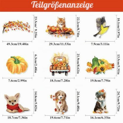 Herbst Fensterbilder 9 Blatt – Thanksgiving Deko Aufkleber