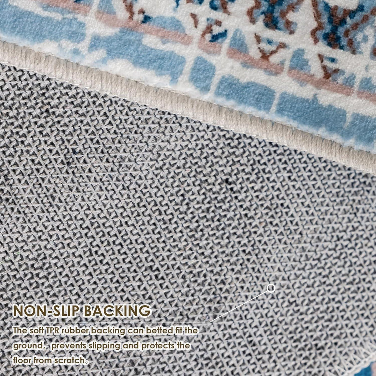 Teppich Wohnzimmer Waschbar Orientalisch Blau 60x130CM Schlafzimmer