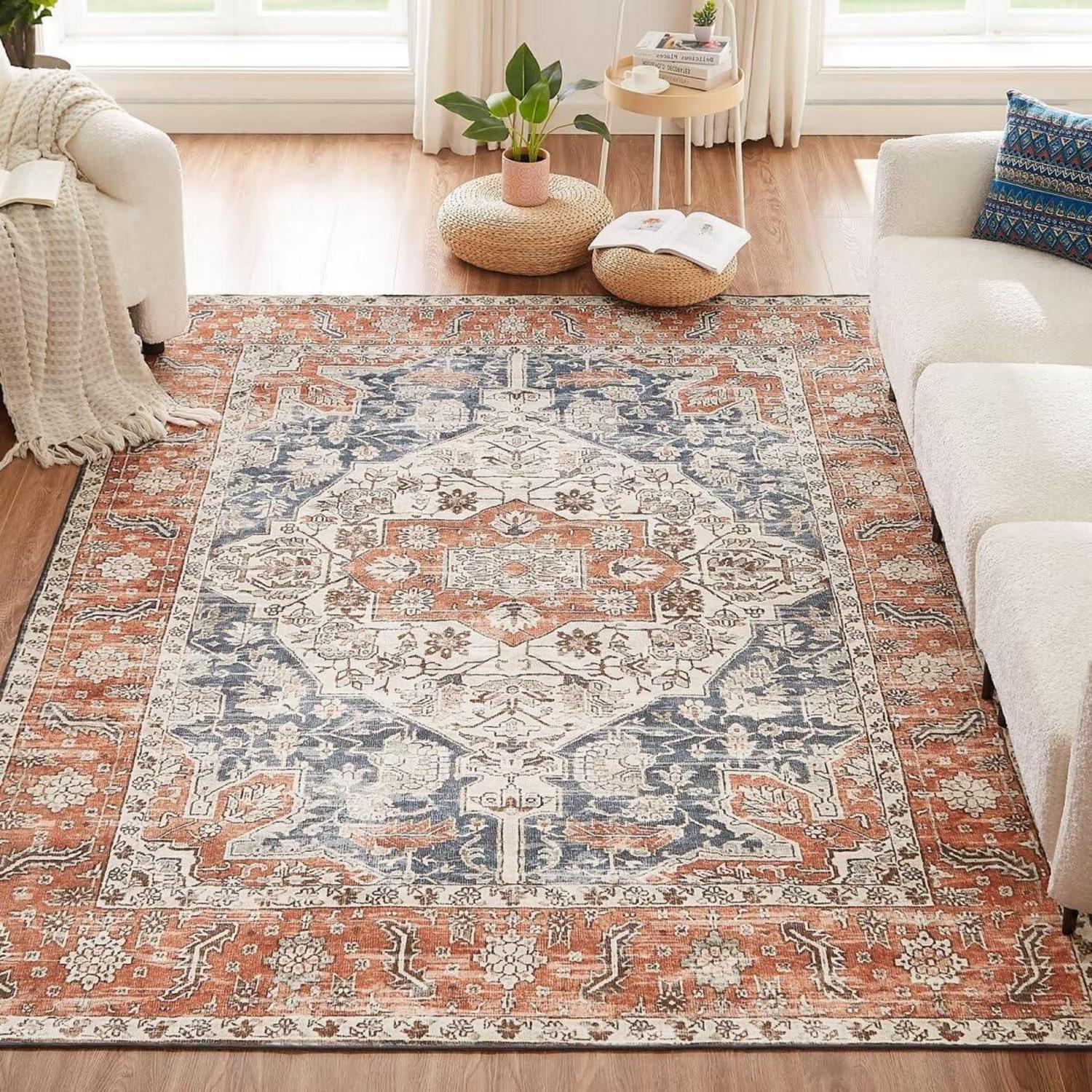 Waschbarer Teppich Vintage Orient-Design 200x290CM Orange