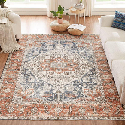 Waschbarer Teppich Vintage Orient-Design 200x290CM Orange