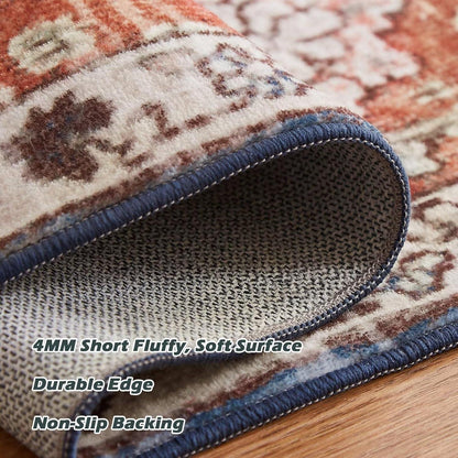 Waschbarer Teppich Wohnzimmer Vintage Kurzflor Orient 200x290CM Orange