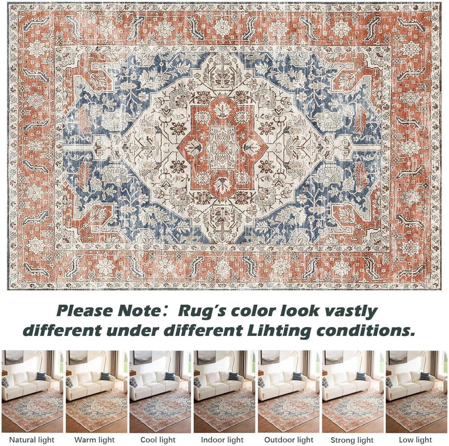 Waschbarer Vintage Teppich 200x290CM Orient Design Orange