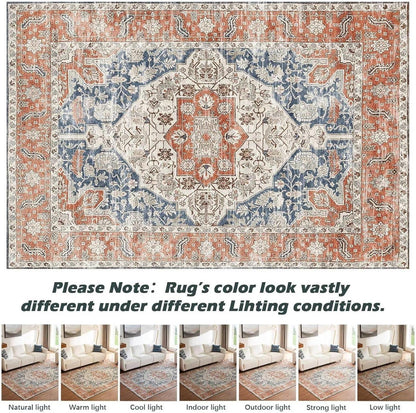 Waschbarer Vintage Teppich 200x290CM Orient Design Orange
