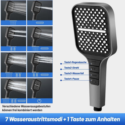 VEHHE Duschkopf 7 Strahlarten Regendusche Wassersparend